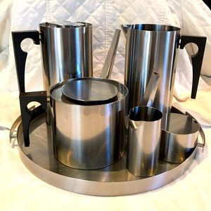 Vintage Stelton 9 Piece MCM Stainless Steel ☕️ Coffee Tea Service RARE 🖤